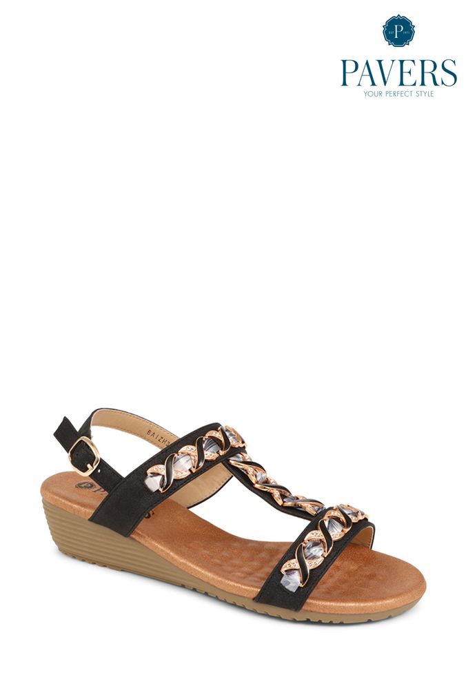 Pavers black clearance wedge sandals