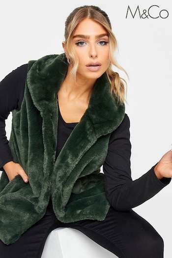 M&Co Green Plush Fur Gilet (552169) | £60