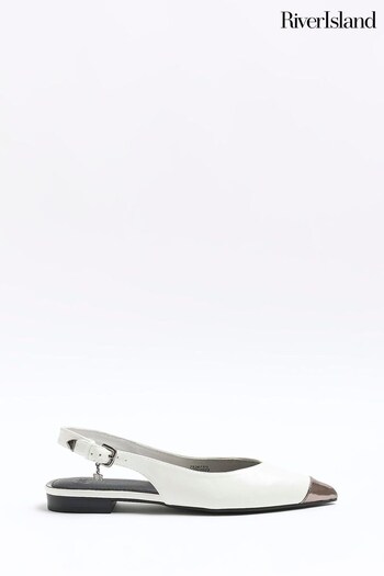 River Island White Sling Back Point Toe Shoes (552310) | £30