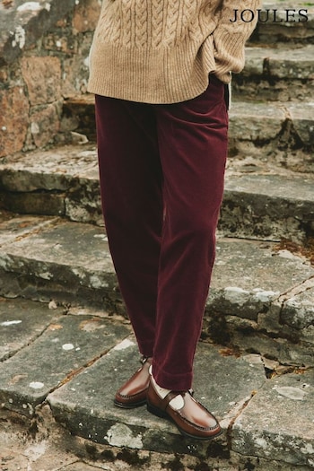 Joules Calla Maroon Red Corduroy Tapered Trousers (552425) | £59.95