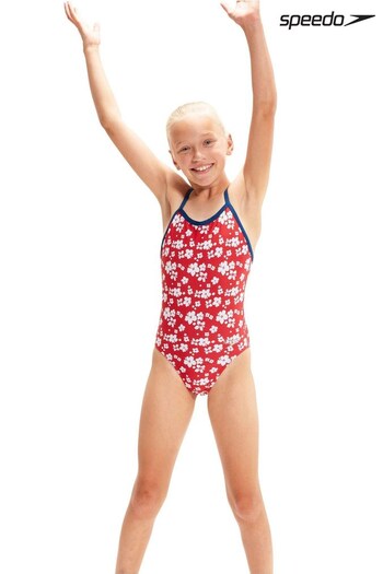 Speedo Red Allover Digital V-Back Swimsuit (552576) | £27