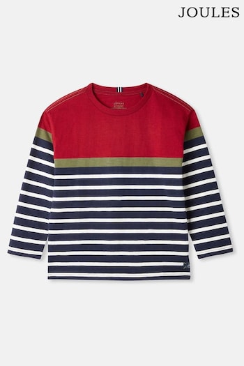 Joules Red/Navy/White Stripe Long Sleeve Top (552655) | £16.95 - £20.95