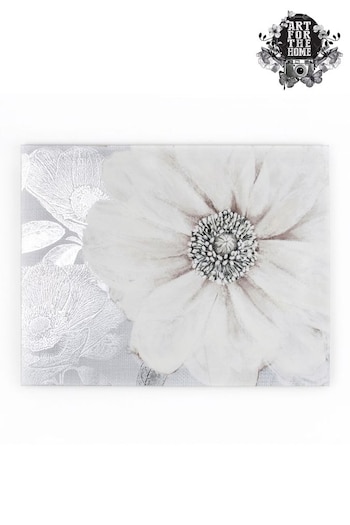 Art For The Home White Grey Bloom Canvas (552725) | £30