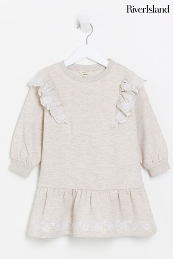 River Island Brown Girls Embroidered Sweat Dress (552920) | £22