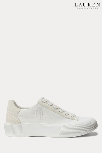 Lauren Ralph Lauren Daisie Canvas Suede White Sneakers (553413) | £119