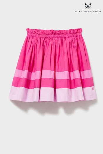 Crew Clothing structured-mercerised Company Pink Colourblock Cotton  Flared Skirt (553799) | £24 - £28
