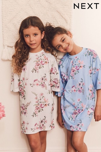 Blue/White Floral Nighties 2 Pack (2-16yrs) (553940) | £17 - £24