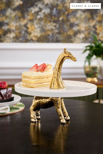 Clarke & Clarke White/Gold Exotica Giraffe Cake Stand (553947) | £55