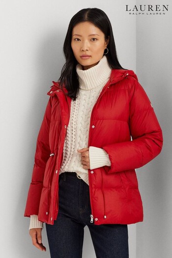 Lauren Ralph Lauren Red Hooded Down Puffer Coat (554304) | £279