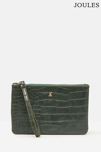 Joules Eliza Green Faux Leather Croc Effect Pouch (554323) | £16.95