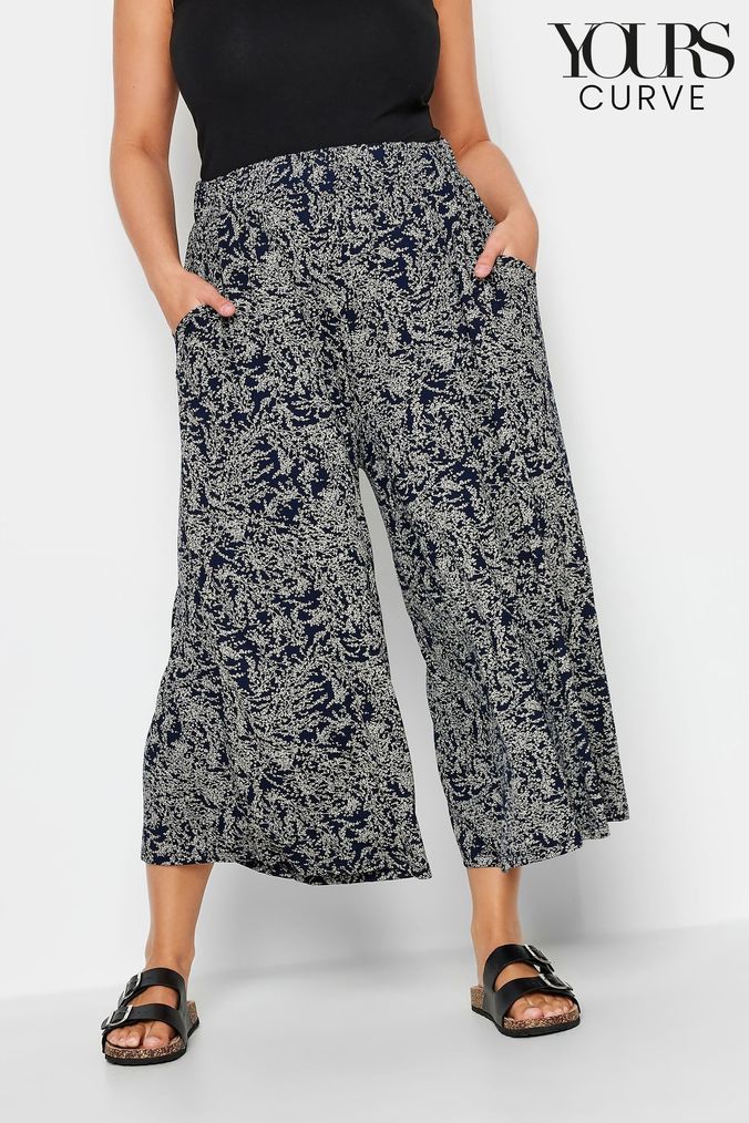 Linen-blend culotte trousers
