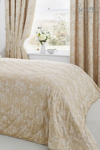 Serene Gold Jasmine Floral Jacquard Quilted Bedspread (554813) | £55