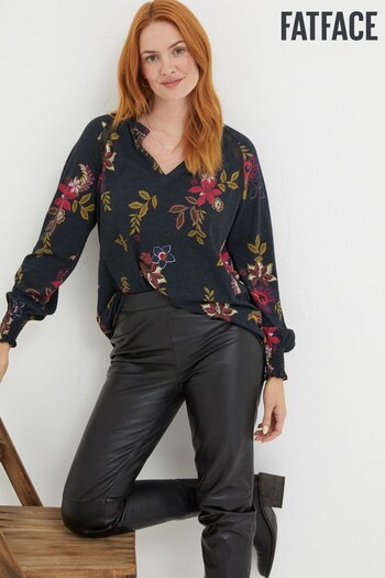 FatFace Black Florence Dotted Floral Top (554947) | £39.50