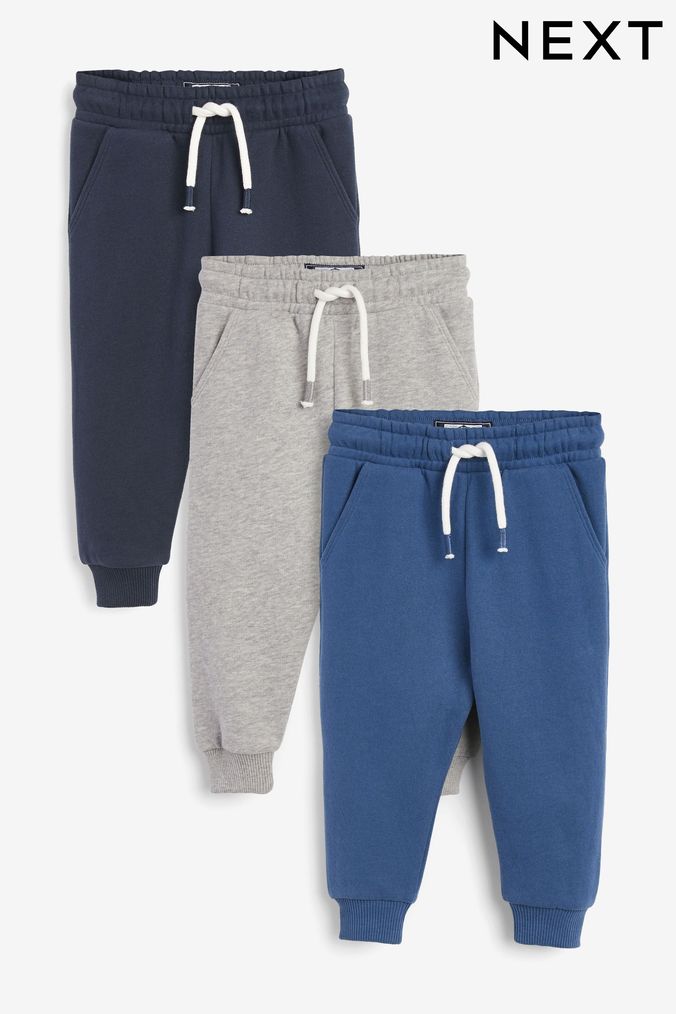 Blue/Grey/Navy Soft Touch Joggers 3 Pack (3mths-7yrs) (555049) | £22 - £26
