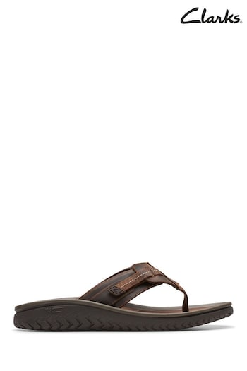 Clarks Brown Beeswax Leather Wesley Sun Gucci Sandals (555240) | £45