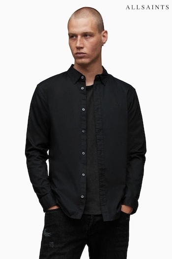 AllSaints Hawthorne Long Sleeve Black Shirt (555695) | £89
