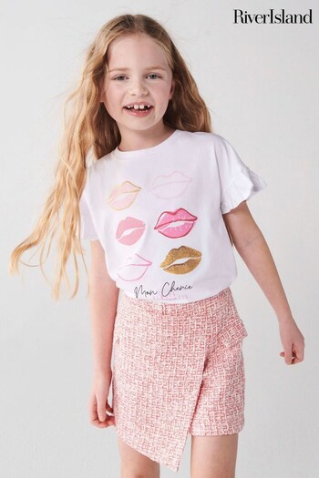 River Island White Lips Girls T-Shirt (555765) | £14