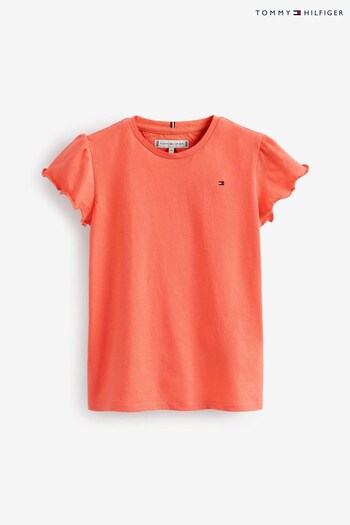Tommy Hilfiger Girls Orange Essential Ruffle Sleeve Top (555918) | £15 - £18
