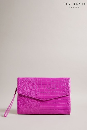 Ted Baker Pink Crocey Imitation Croc Envelope Pouch (555938) | £40