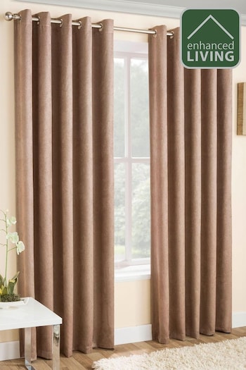 Enhanced Living Neutral Vogue Ready Made Thermal Blackout Eyelet Curtains (556251) | £25 - £50