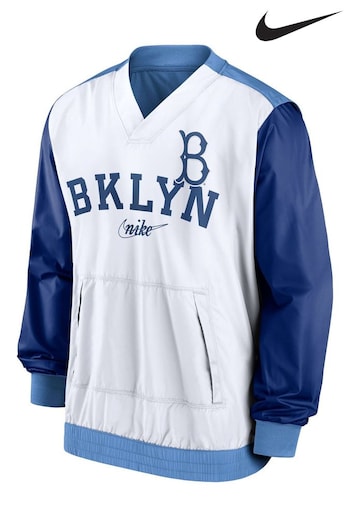 Nike White Brooklyn Dodgers Rewind Warm Up Pullover Jacket (556453) | £80