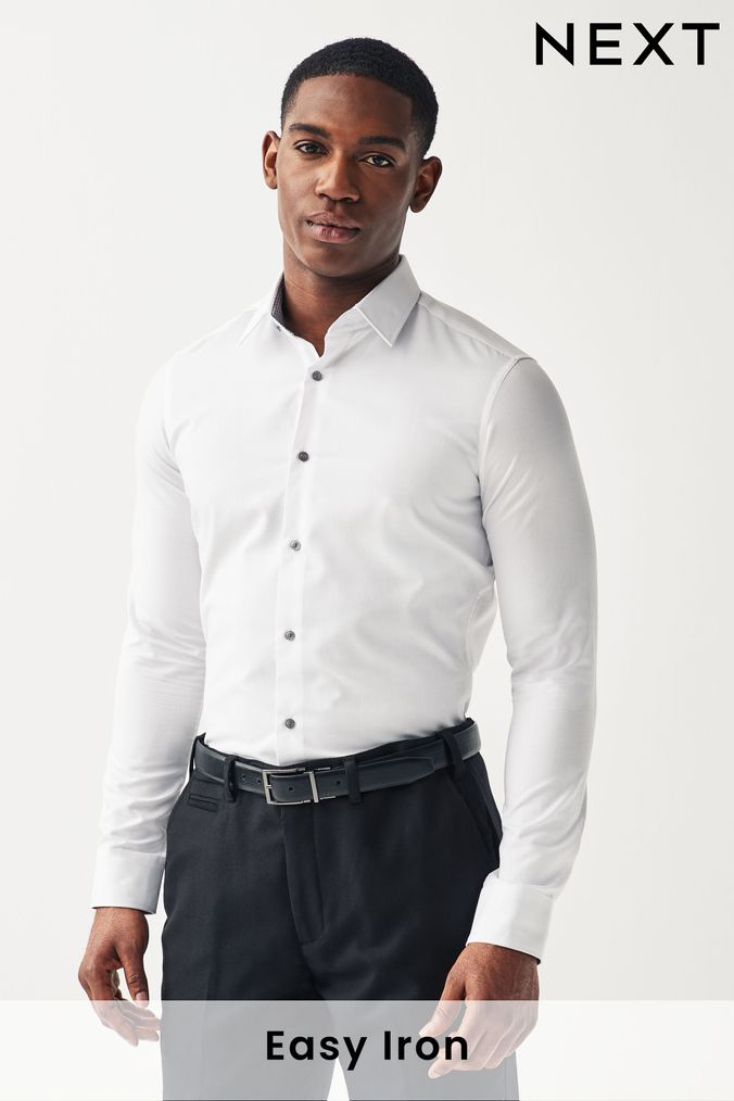 mens white skinny shirt