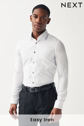White Skinny Fit Trimmed Easy Care Single Cuff Shirt (556479) | £30