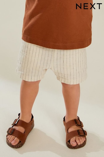 Ecru Stripe Linen Blend Pull-On Shorts crop-sleeves (3mths-7yrs) (556664) | £6.50 - £8.50