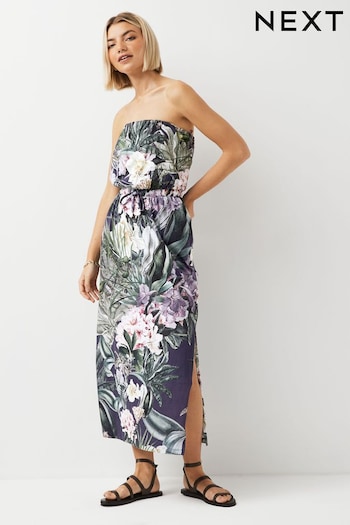 Navy Floral Bandeau Midi Dress (556714) | £29