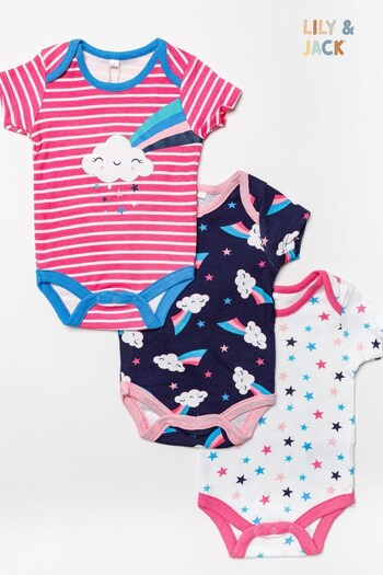 Lily and Jack Baby Pink Rainbow Print Cotton 3 Piece Gift Set (556841) | £20