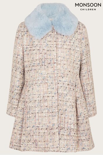 Monsoon Blue Sparkle Tweed Coat (557251) | £70 - £80