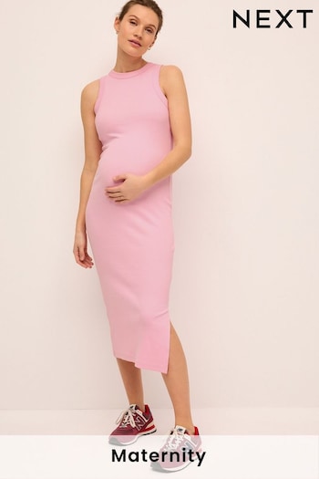 Pink Maternity Ribbed MIdaxi Dress (557421) | £28
