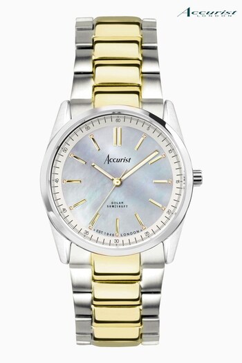 Accurist Ladies Blue Everyday Solar Two Tone Stainless Steel Bracelet 30mm Watch (557498) | £189