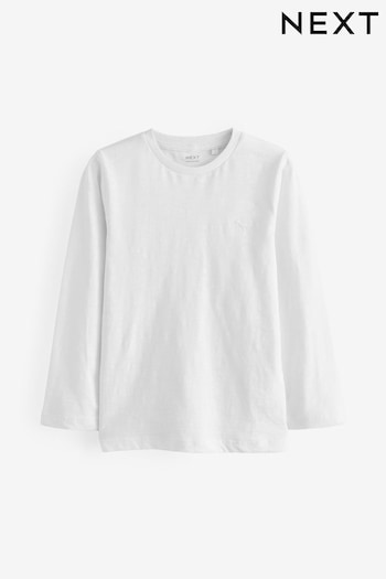 White Long Sleeve Plain T-Shirt (3mths-7yrs) (557510) | £4 - £6
