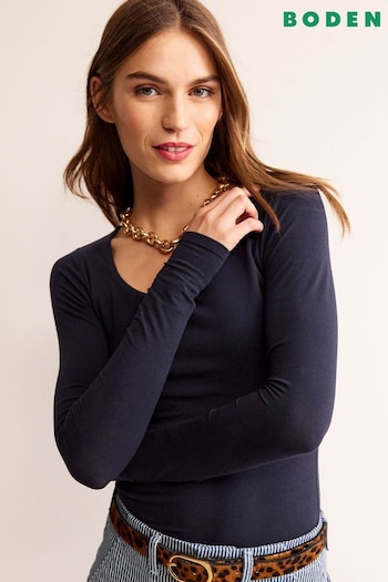 Boden Blue Double Layer Scoop Neck Long Sleeve T-Shirt (557796) | £35