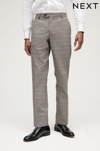 Taupe Skinny Fit Trimmed Check Suit: Trousers (557976) | £50