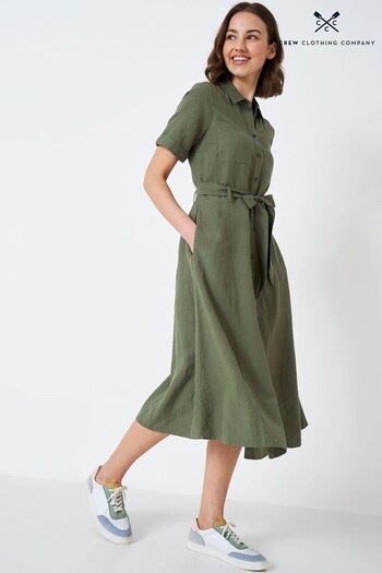 Crew Clothing Company Green Linen Shirt Dress (558179) | £89