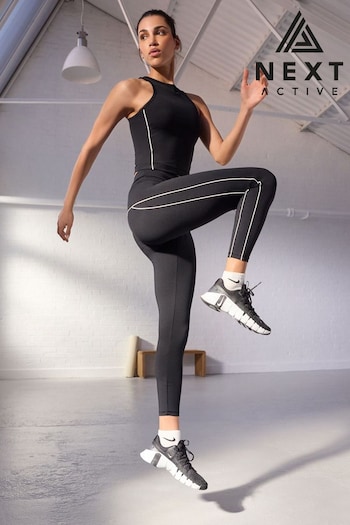 Black/White Supersoft Everyday Sports Leggings patent (558254) | £28