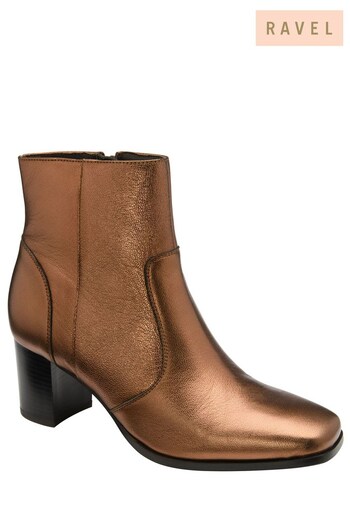 Ravel Brown Leather Zip-Up Ankle Boots Marrone (558325) | £100
