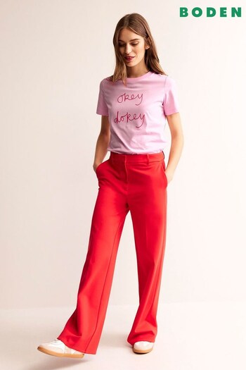 Boden Pink Rosa Embroidered T-Shirt (558420) | £38