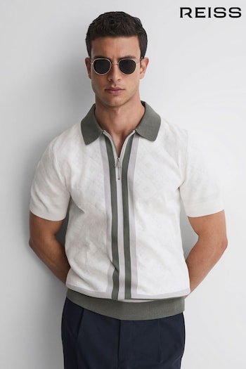 Reiss Ecru London Slim Fit Cotton Knitted Half-Zip Polo question T-Shirt (558627) | £110