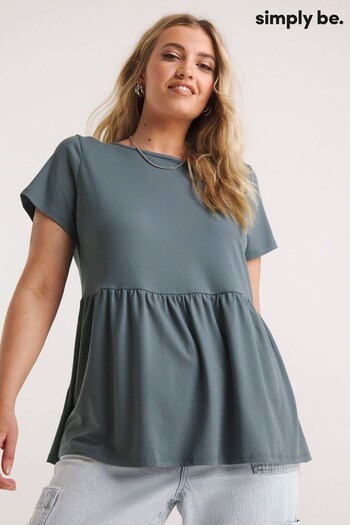 Simply Be Blue Supersoft Short Sleeve Smock Top (558777) | £22
