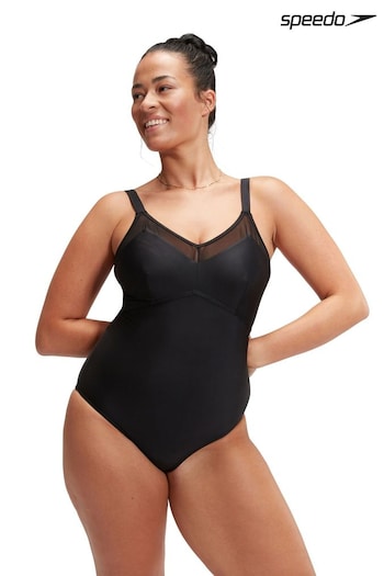 Speedo Womens Shaping Mesh Detail 1 Piece Black Swimsuit (558988) | £57