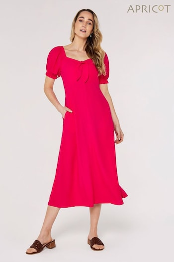 Apricot Pink Tie Detail Milkmaid Midaxi Dress (559369) | £37