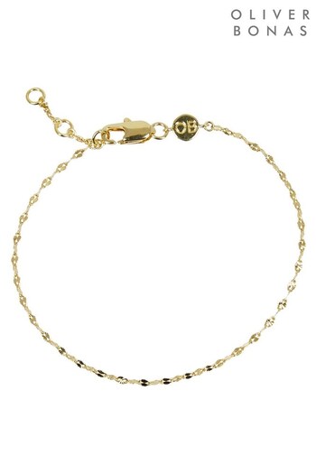 Oliver Bonas Gold Tone Renata Beaded Plated Chain Bracelet (559510) | £36