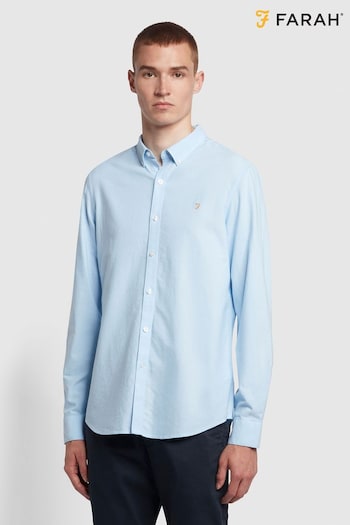 Farah Navy Blue Brewer Long Sleeve Shirt (559654) | £65