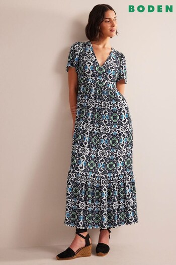 Boden Blue V-Neck Tiered Maxi Dress (559831) | £120