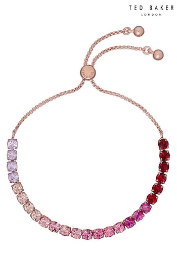 Ted Baker Gold Tone/Red MELRAH: Crystal Adjustable Tennis Bracelet For Women (559925) | £40