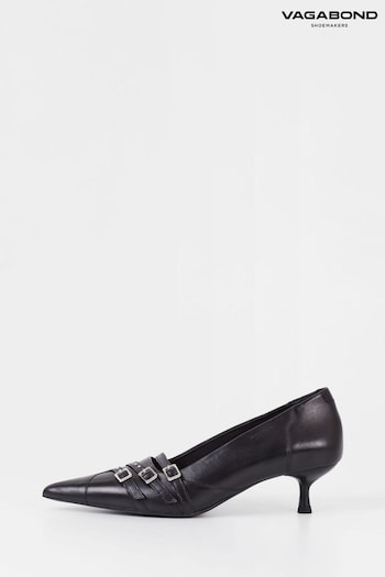 Vagabond Lykke Buckle Kitten Heel Black Shoes (560059) | £140