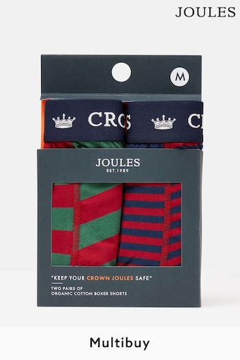 Joules Crown Joules Red Green Stripe Underwear 2 Pack (560192) | £19.95